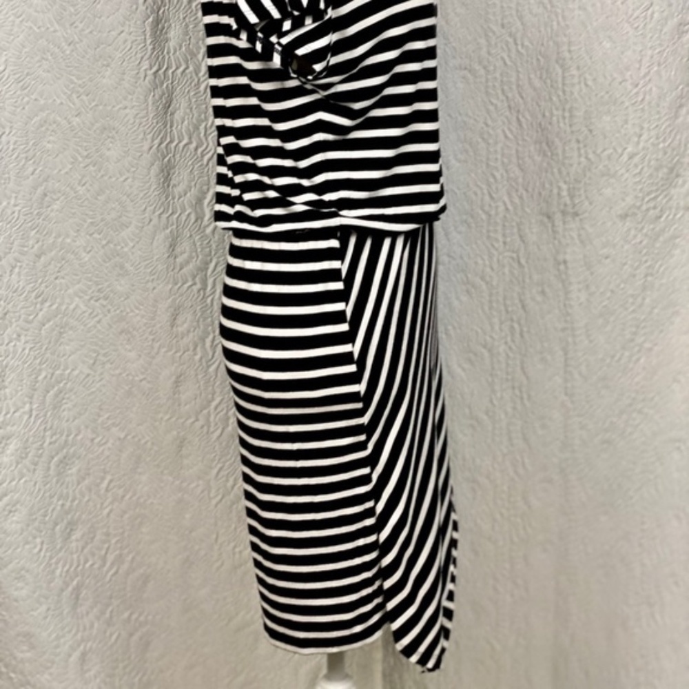 White House Black Market Stripe Wrap Skirt Asymmetrical Dress - Picture 7 of 13